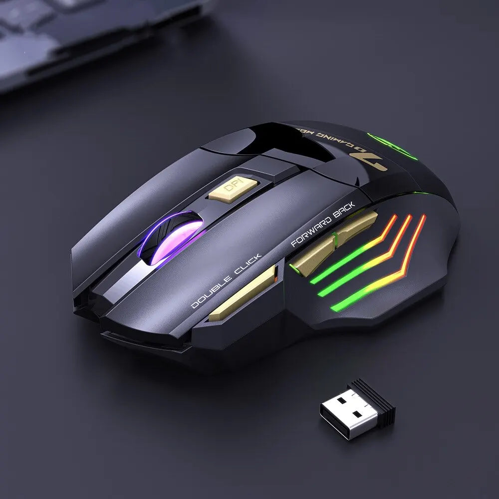 Souris de jeu sans fil USB IMICE GW-X7 3200 ug I mode touristes Rechargeable 7 prédire 2.4 mesurz Souris silencieuse Bluetooth 7 couleurs Respirant LED