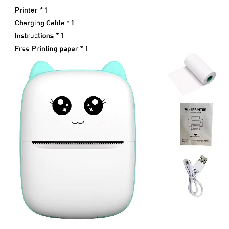 Mini imprimante thermique portable, impression de chat, imprimante d'étiquettes thermiques de poche, impression sans fil, Bluetooth, Android, iOS, 58mm