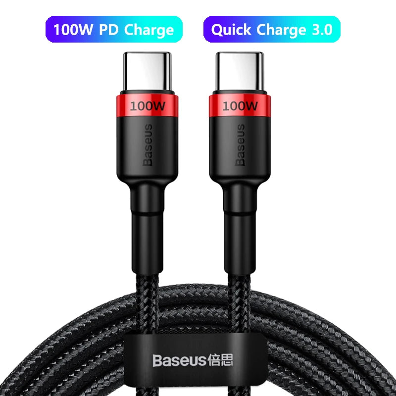 Baseus 100 W/5A USB C vers USB Type C câble pour iPhone 17 16 PD cordon de chargeur de charge rapide pour Macbook Samsung Xiaomi câble type-c
