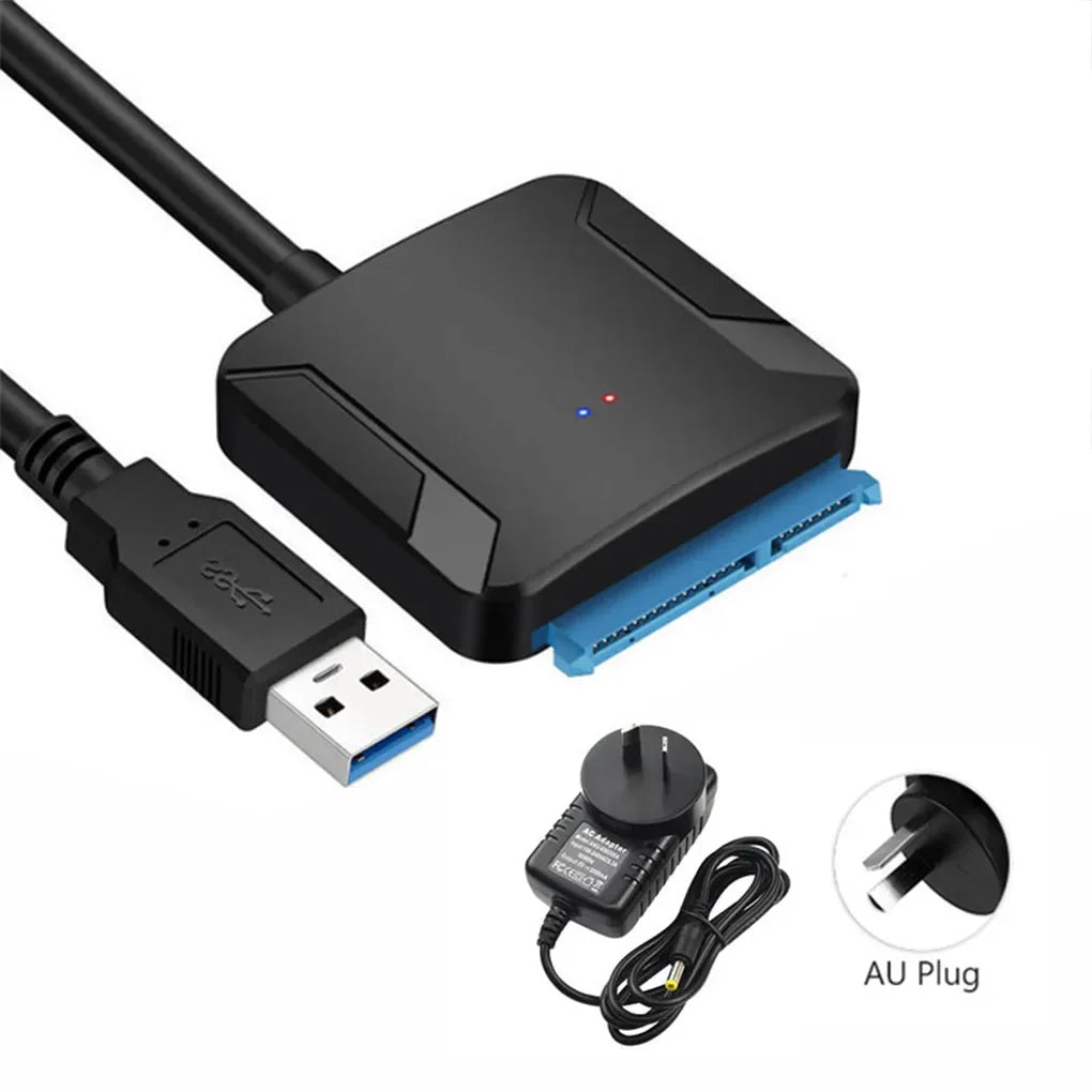 Câble adaptateur SATA vers USB 3.0 pour disque dur SSD HDD SATA III 3.5/2.5 pouces, convertisseur de disque dur, prise en charge UASP avec adaptateur d'alimentation 12V