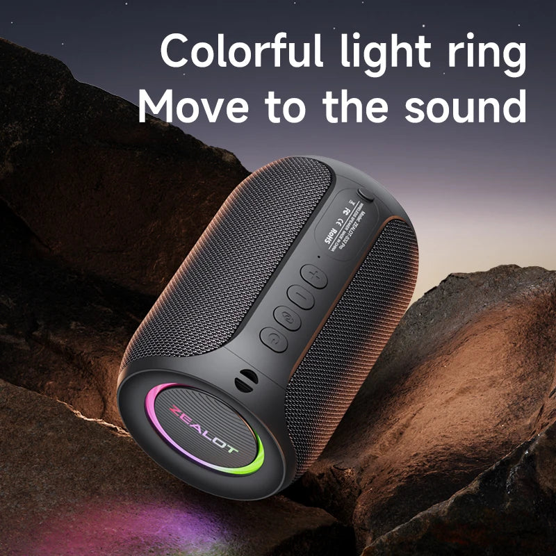 Zealot-S32PRO Haut-parleur Bluetooth puissant, basse sans fil, lumière LED, haut-parleurs extérieurs, caisson de basses, Support de boîte de son étanche
