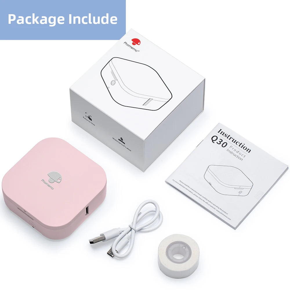 Phomemo Q30 imprimante d'étiquettes Mini imprimante poche thermique étiqueteuse sans fil autocollant poche Portable imprimante diverses étiquettes papier