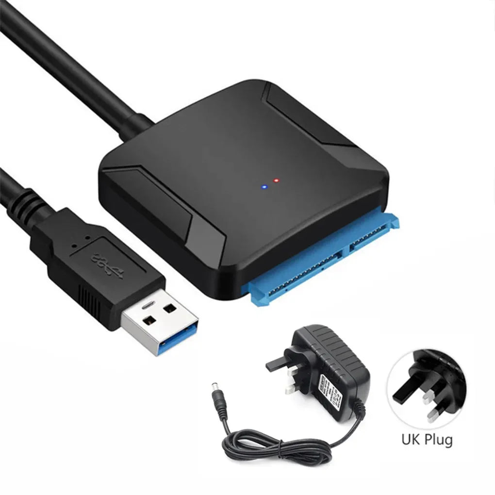 Câble adaptateur SATA vers USB 3.0 pour disque dur SSD HDD SATA III 3.5/2.5 pouces, convertisseur de disque dur, prise en charge UASP avec adaptateur d'alimentation 12V