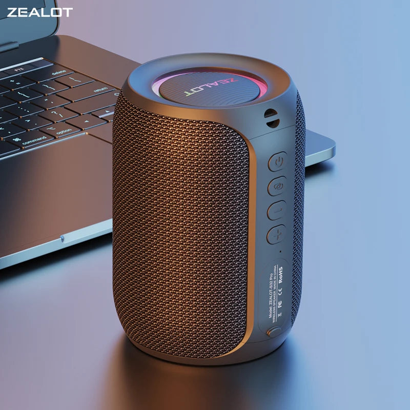 Zealot-S32PRO Haut-parleur Bluetooth puissant, basse sans fil, lumière LED, haut-parleurs extérieurs, caisson de basses, Support de boîte de son étanche