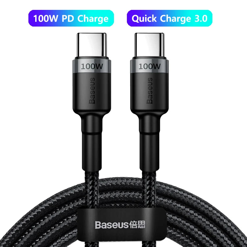 Baseus 100 W/5A USB C vers USB Type C câble pour iPhone 17 16 PD cordon de chargeur de charge rapide pour Macbook Samsung Xiaomi câble type-c