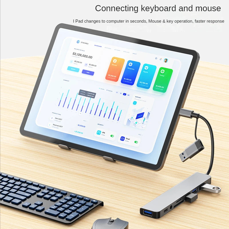 Adaptateur USB 3.0 Type C, station d'accueil, Port USB 2.0, lecteur de carte SD TF, sortie Audio, séparateur multi-hub pour ordinateur Macbook Pro