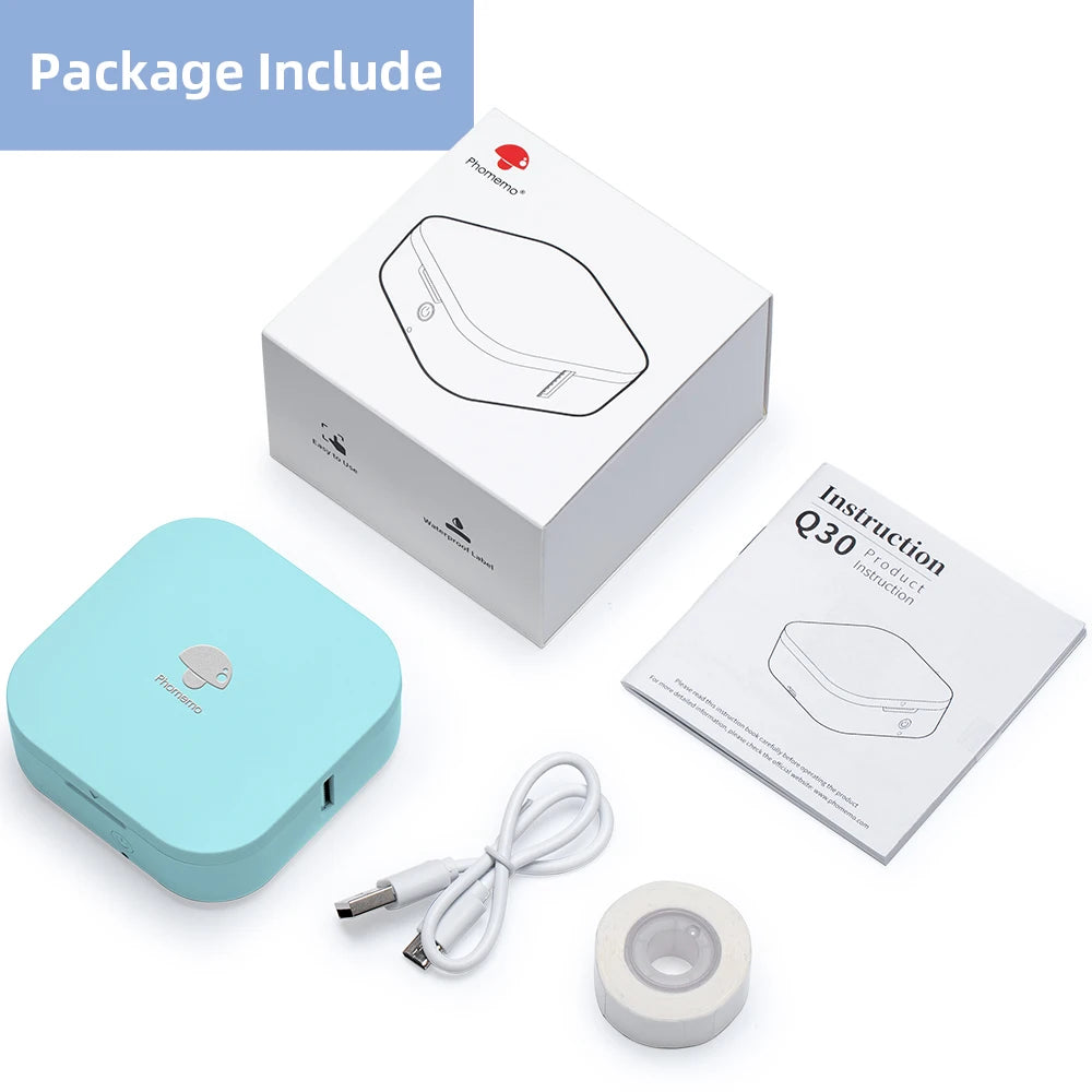 Phomemo Q30 imprimante d'étiquettes Mini imprimante poche thermique étiqueteuse sans fil autocollant poche Portable imprimante diverses étiquettes papier