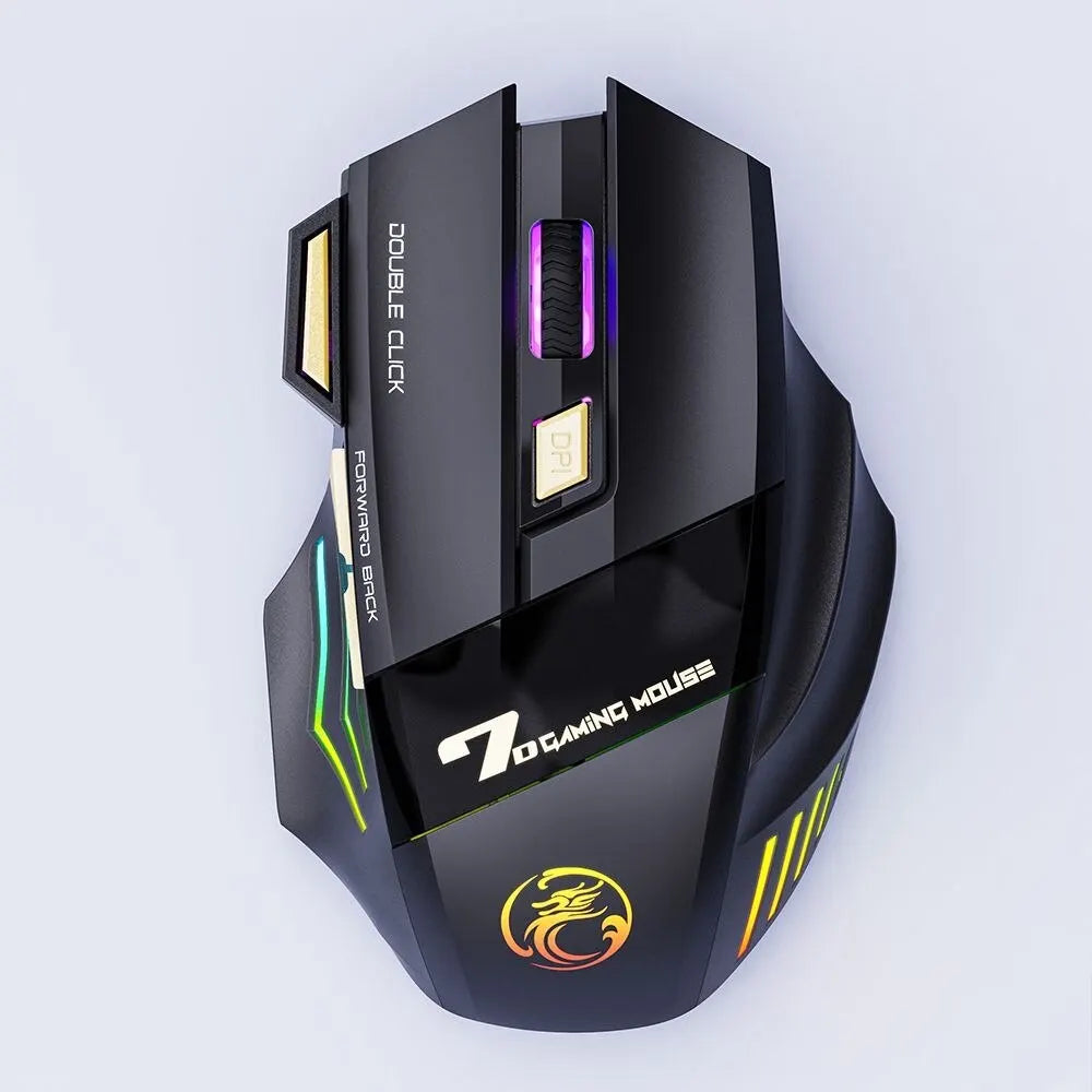 Souris de jeu sans fil USB IMICE GW-X7 3200 ug I mode touristes Rechargeable 7 prédire 2.4 mesurz Souris silencieuse Bluetooth 7 couleurs Respirant LED