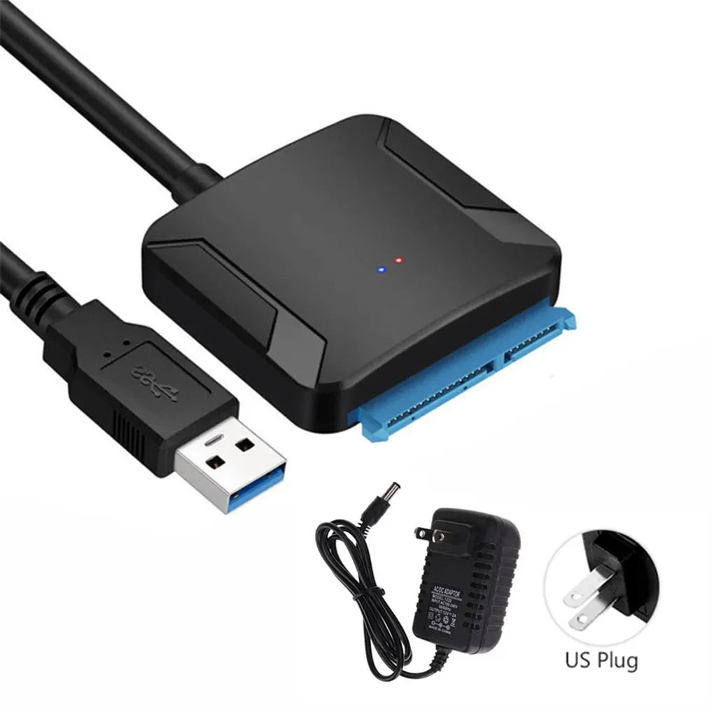 Câble adaptateur SATA vers USB 3.0 pour disque dur SSD HDD SATA III 3.5/2.5 pouces, convertisseur de disque dur, prise en charge UASP avec adaptateur d'alimentation 12V