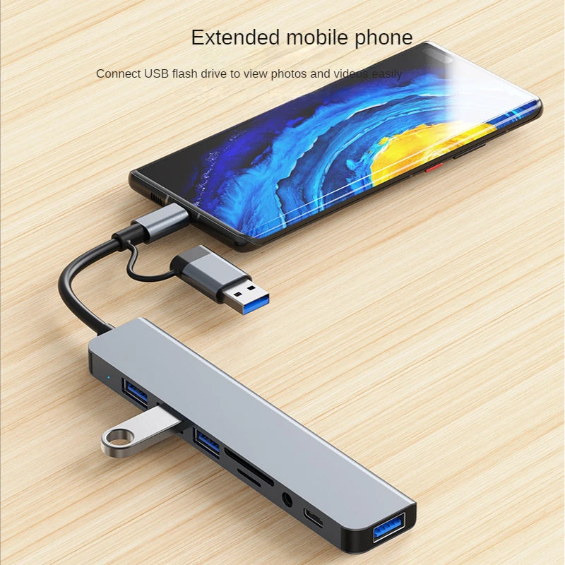 Adaptateur USB 3.0 Type C, station d'accueil, Port USB 2.0, lecteur de carte SD TF, sortie Audio, séparateur multi-hub pour ordinateur Macbook Pro