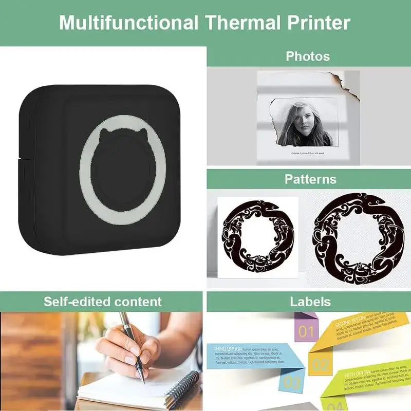 Mini-imprimante thermique Portable sans fil BT 203dpi, étiquette Photo, mémo, mauvaise question, impression avec câble USB, Imprimante Portable