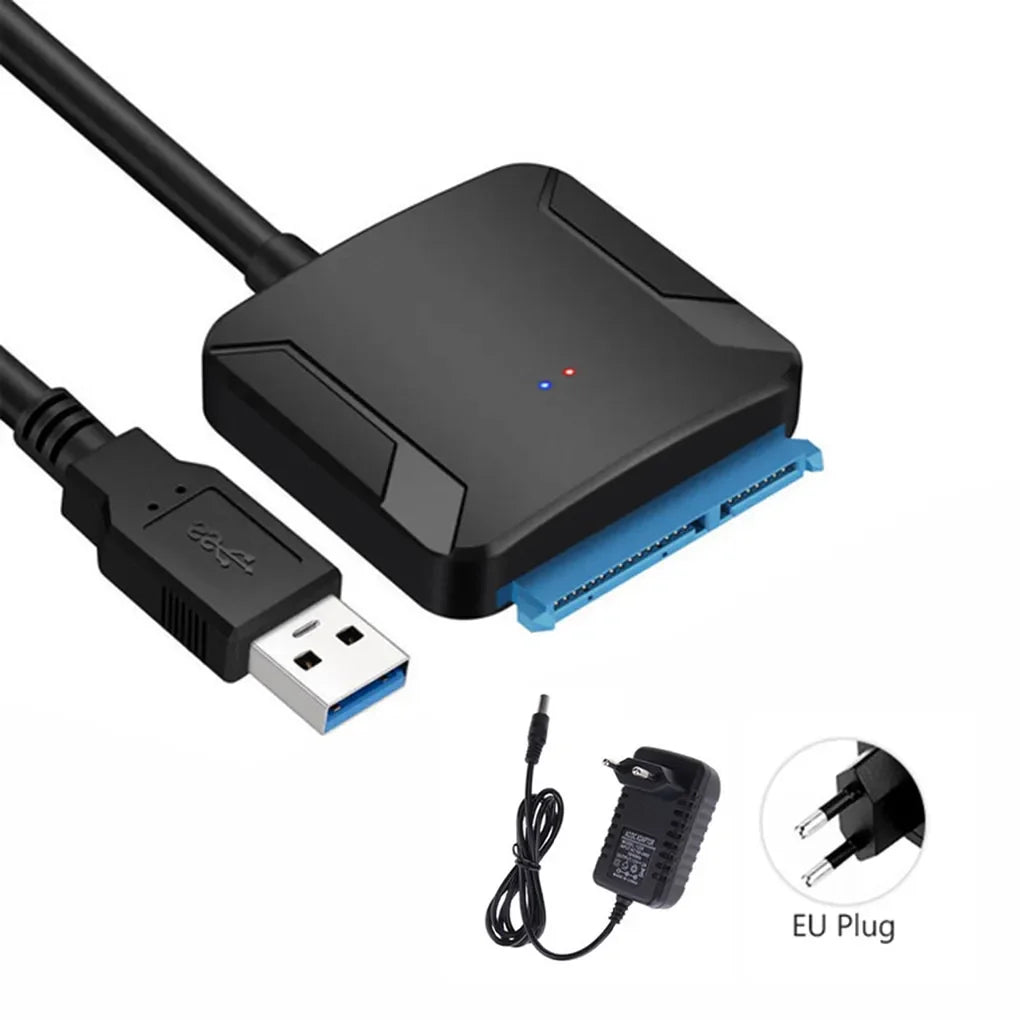 Câble adaptateur SATA vers USB 3.0 pour disque dur SSD HDD SATA III 3.5/2.5 pouces, convertisseur de disque dur, prise en charge UASP avec adaptateur d'alimentation 12V