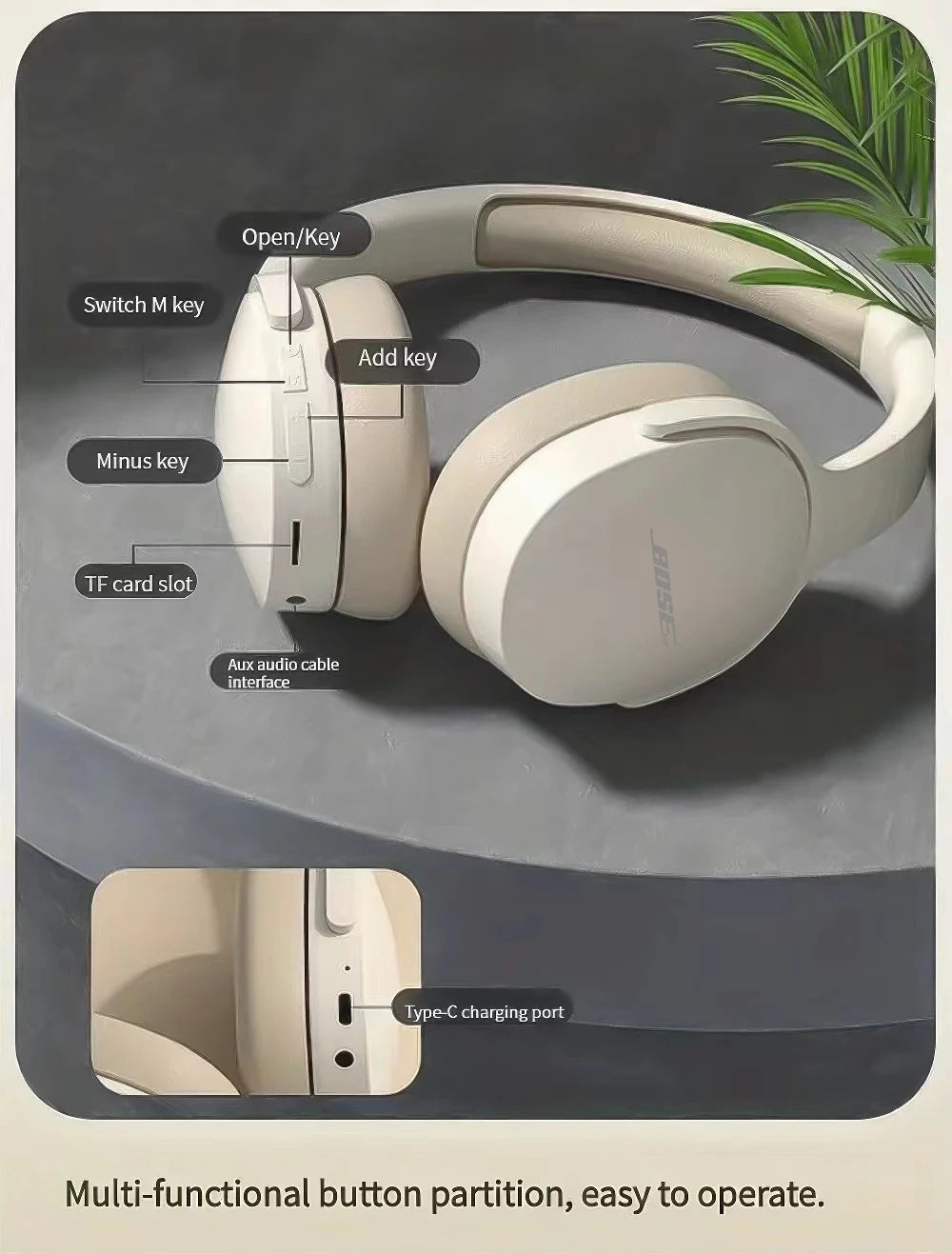 Bosebye casque P2961 sans fil Bluetooth 5.3 Original écouteur stéréo HIFI casque jeu écouteurs avec micro pour Samsung iPhone