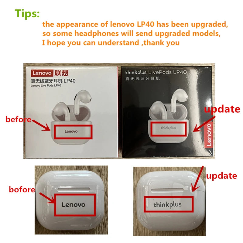 Original Lenovo LP40 casque sans fil TWS Bluetooth écouteurs contrôle tactile Sport casque stéréo écouteurs pour téléphone Android
