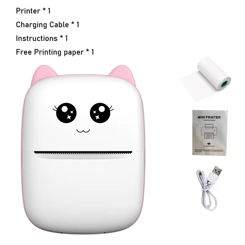 Mini imprimante thermique portable, impression de chat, imprimante d'étiquettes thermiques de poche, impression sans fil, Bluetooth, Android, iOS, 58mm