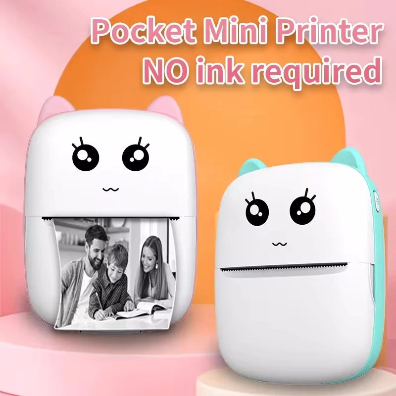 Mini imprimante thermique portable, impression de chat, imprimante d'étiquettes thermiques de poche, impression sans fil, Bluetooth, Android, iOS, 58mm