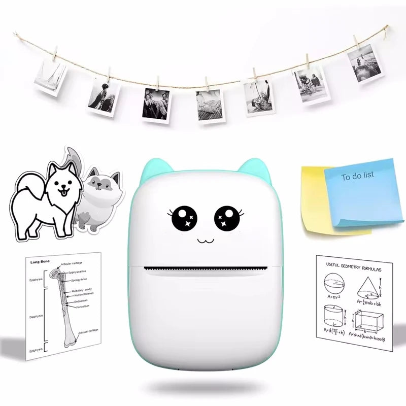 Mini imprimante thermique portable, impression de chat, imprimante d'étiquettes thermiques de poche, impression sans fil, Bluetooth, Android, iOS, 58mm