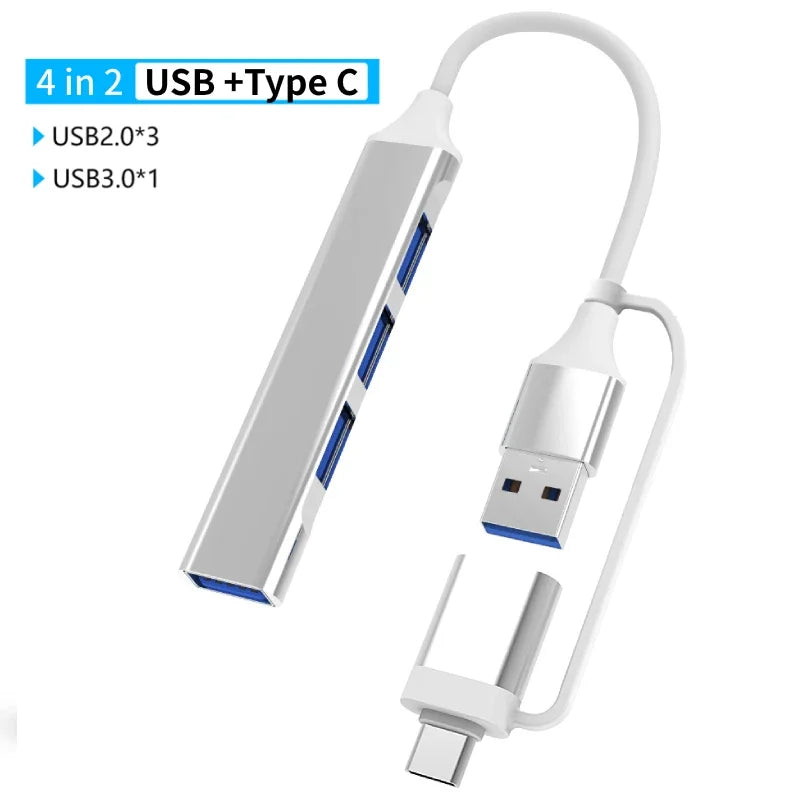 Adaptateur USB 3.0 Type C, station d'accueil, Port USB 2.0, lecteur de carte SD TF, sortie Audio, séparateur multi-hub pour ordinateur Macbook Pro